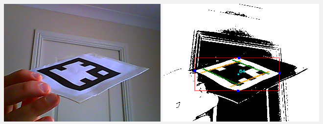 Example debug information from an JSARToolkit image analysis